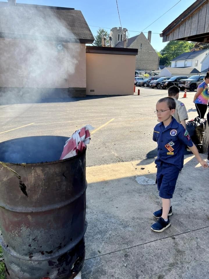 Dignified Flag Disposal Ceremony Performed By The Falconer American